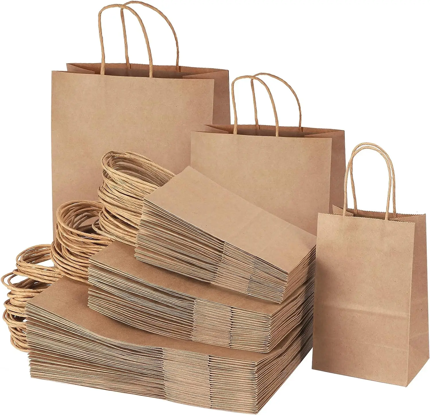 

25/50Pcs Brown Kraft Paper Gift Bags With Handle Wedding Birthday Party Favor Bags For Small Shopping Retail Merchandise Bags