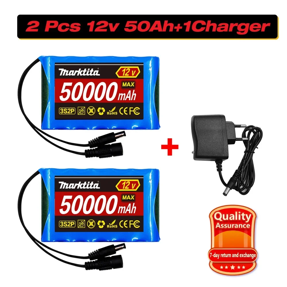 2024 NEW 18650 3S2P 12V 50000mah Original Lithium Ion Battery DC Rechargeable CCTV, Camera Monitor Replacement Battery + Charg
2024 NEW 18650 3S2P 12V 50000mah Original Lithium Ion Battery DC Rechargeable CCTV, Camera Monitor Replacement Battery + Charg
