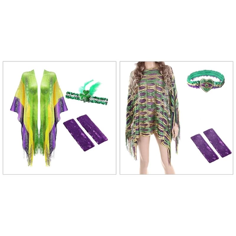 Elegant Women Gloves+Feather Headband Shining Outdoor Sunscreen Mardi Poncho
Elegant Women Gloves+Feather Headband Shining Outdoor Sunscreen Mardi Poncho