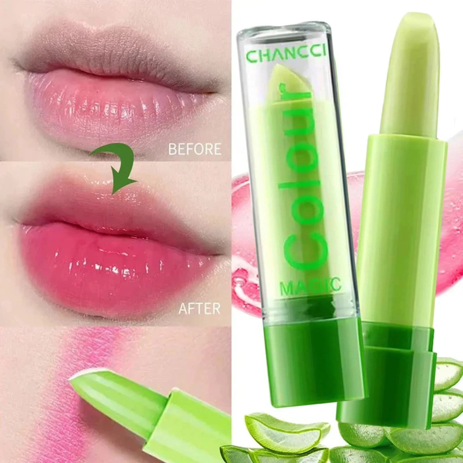 

Aloe Vera Moisturizing Lip Balm Temperature Color Change Lipstick Long Lasting Waterproof Nourishing Lip Korean Makeup Cosmetics