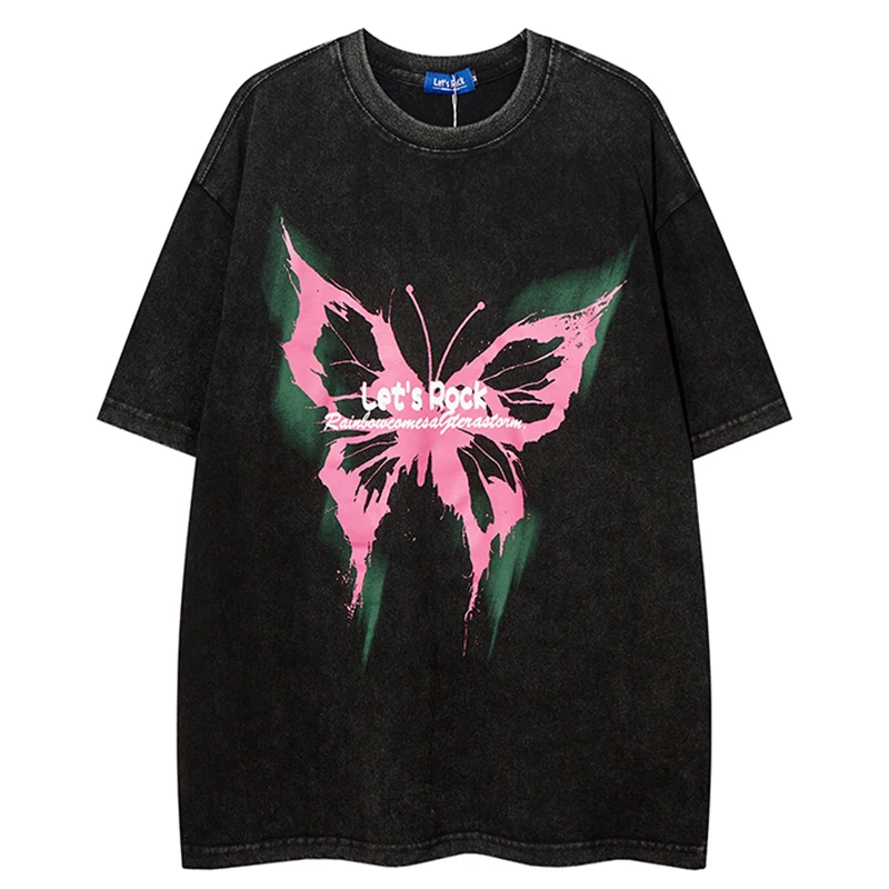 Vintage Butterfly Print Washed Short Sleeve T-shirt Men's Original Loose Couple Half Sleeve
Vintage Butterfly Print Washed Short Sleeve T-shirt Men's Original Loose Couple Half Sleeve