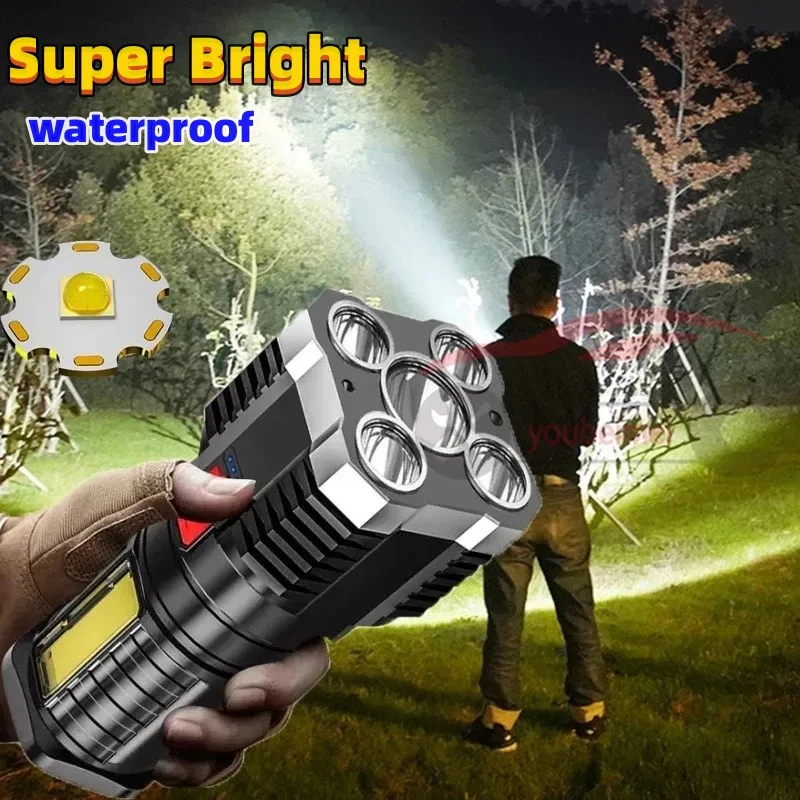 Flashlight USB Recharge 5 LED Light COB Side Light Power Display Outdoor Portable Lamp 4 Mode Waterproof Rechargeable Torches
Flashlight USB Recharge 5 LED Light COB Side Light Power Display Outdoor Portable Lamp 4 Mode Waterproof Rechargeable Torches