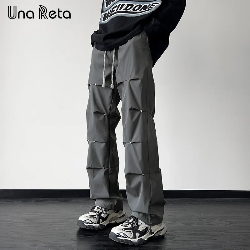 

Una Reta 2024 New Man Pants Harajuku Hip Hop Rivet Design Cargo Pants Men Sweatpants Fashion Y2K Sweatpants Trousers