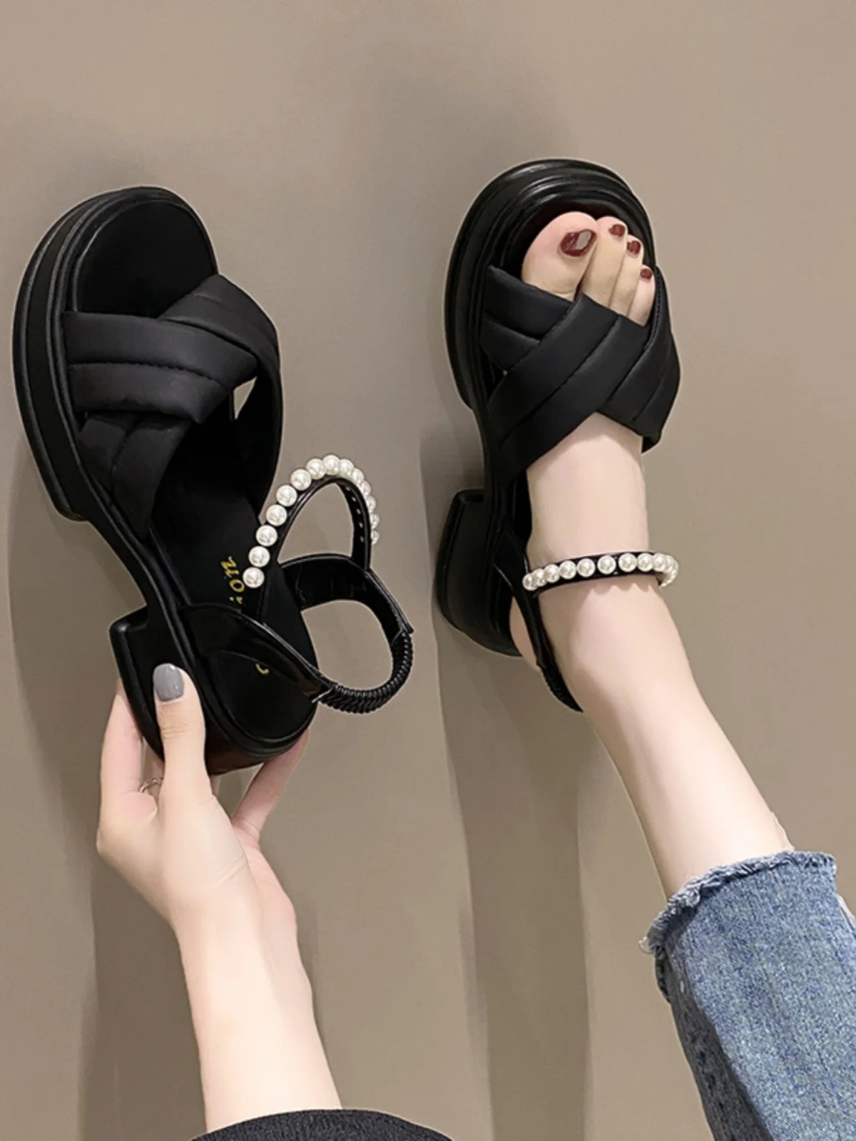 Beige Heeled Sandals Espadrilles Platform Increasing Height 2023 Women's Med Ladies Shoes Summer Clogs Wedge Muffins shoe Black
Beige Heeled Sandals Espadrilles Platform Increasing Height 2023 Women's Med Ladies Shoes Summer Clogs Wedge Muffins shoe Black