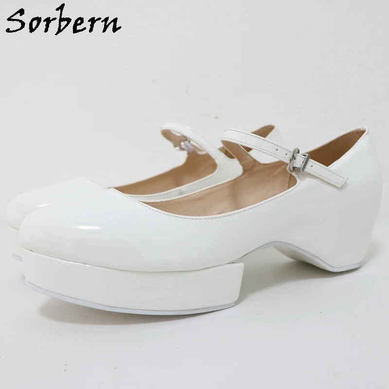 

Sorbern White Mary Jane Women Pumps Special Fetish Shoe Big Size 46 Cosplay Unisex Pumps Made-to-order Custom Colors