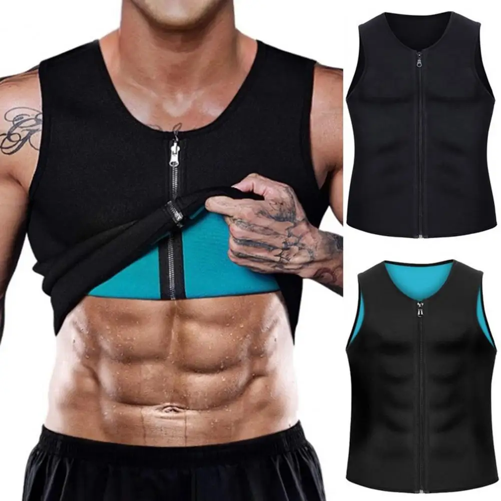 

Protective Polyester Vest Men's O-neck Sleeveless Zipper Placket Fitness Vest Nanometer Tech Muscle Defining Safety Tank Tops