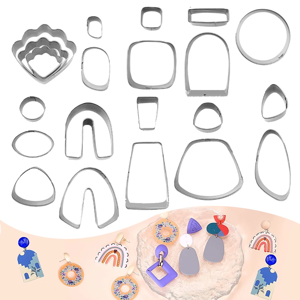 

21pcs Irregular Shape Cutters for Polymer Clay DIY Earring Jewelry Making Pottery Ceramic Modeling Cutting Mold Hobby Art Craft