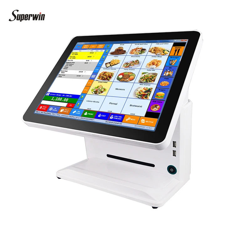 

All in one pos machine with printer cash register with LED8N customer display cash drawer card reader cashier pos