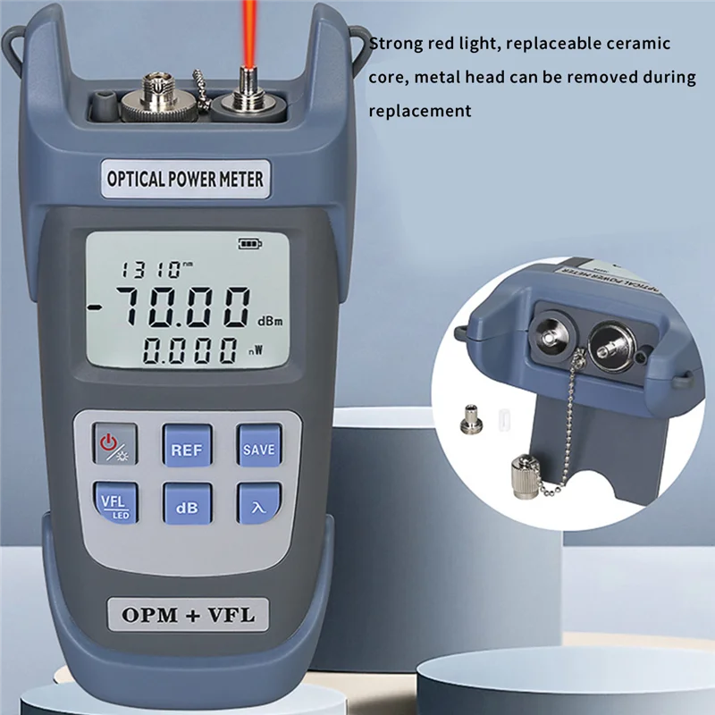 COMPTYCO AUA-G710B оптический измеритель мощности (OPM -70 -+ 10 дБм) с визуальным детектором дефектов, тестер оптического волокна 10 км VFL 10 мВт
COMPTYCO AUA-G710B оптический измеритель мощности (OPM -70 -+ 10 дБм) с визуальным детектором дефектов, тестер оптического волокна 10 км VFL 10 мВт