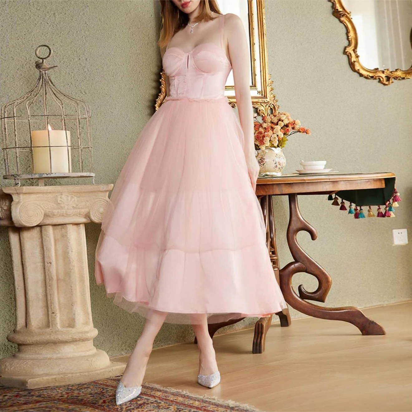 Cutubly Elegant Ball Gowns For Women Formal Puffy Lace Up Mesh Wedding Skirt Sexy Bridesmaid Vestidos Sleeveless Midi Dress
Cutubly Elegant Ball Gowns For Women Formal Puffy Lace Up Mesh Wedding Skirt Sexy Bridesmaid Vestidos Sleeveless Midi Dress