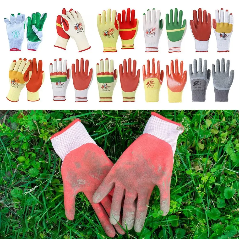 

Flexible Work Safety Gloves Rubber Coated Thickened Dip Rubber Mittens Water-Proof Wear Resistant Film Gloves Construction Site