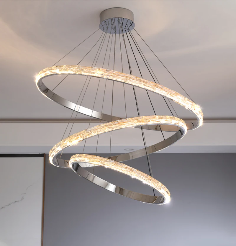 Chrome Crystal Chandelier For Living Room Luxury Ring Stair Light Fixture Modern Home Decor Lamp Creative Design
Chrome Crystal Chandelier For Living Room Luxury Ring Stair Light Fixture Modern Home Decor Lamp Creative Design