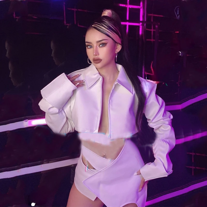 White Leather Coat Skirt Sexy Pole Dance Bodysuit Women Rave Outfit Bar Nightclub Party Ds Dj Stage Performance Wear XS6007
White Leather Coat Skirt Sexy Pole Dance Bodysuit Women Rave Outfit Bar Nightclub Party Ds Dj Stage Performance Wear XS6007