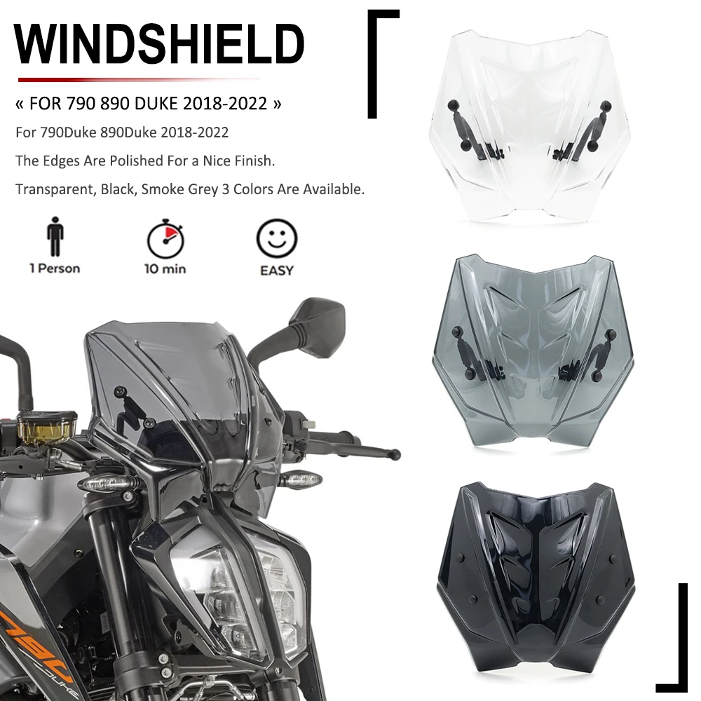 

Motorcycle Front Fairing Windscreen Windshield Fly Wind Deflector Screen FOR 790 890 Duke 790Duke 890Duke 2018-2022 2021 2020