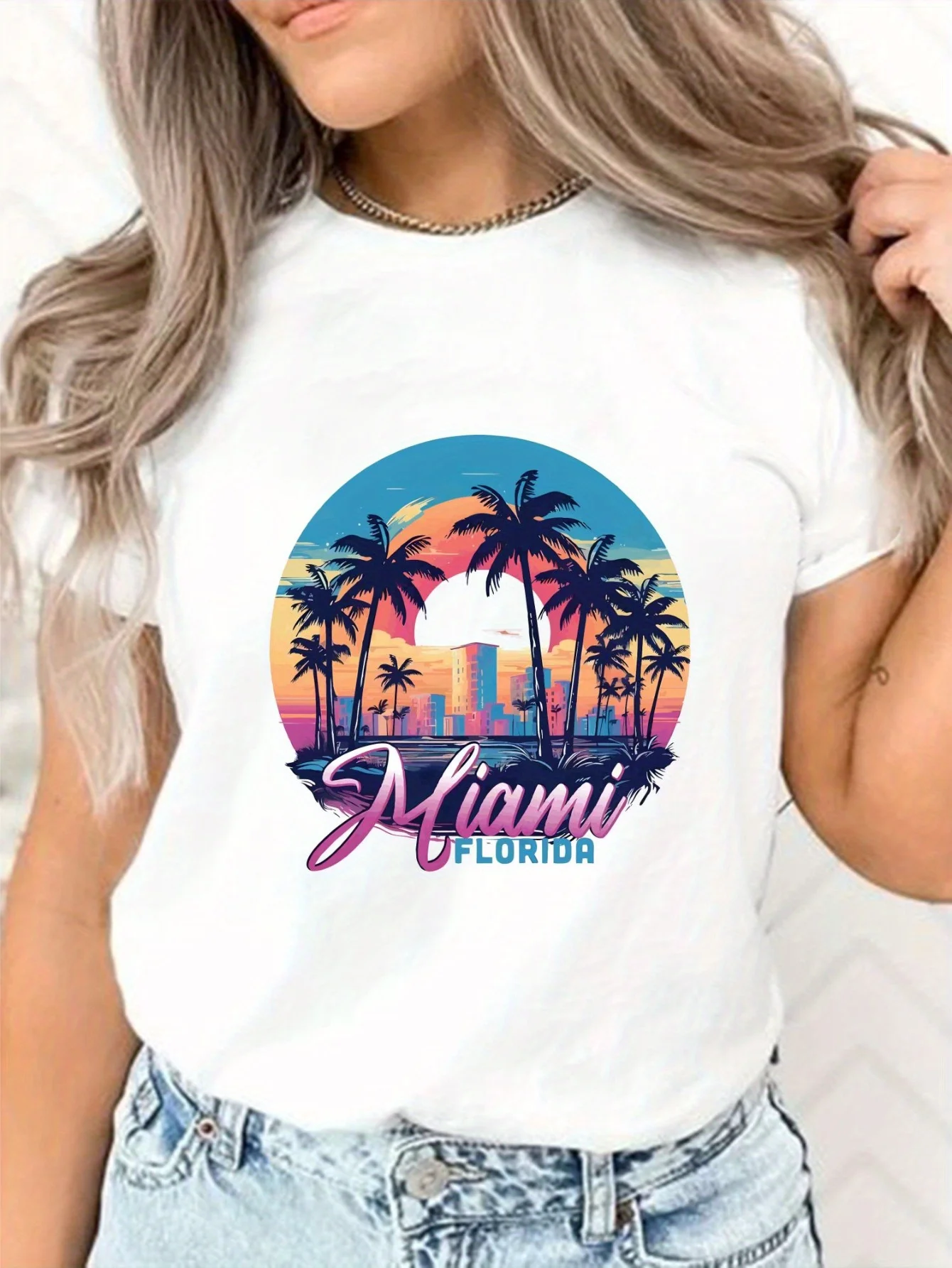 Coconut Tree Print T-shirt, Short Sleeve Crew Neck Casual Top For Summer & Spring, Women's Clothing
Coconut Tree Print T-shirt, Short Sleeve Crew Neck Casual Top For Summer & Spring, Women's Clothing