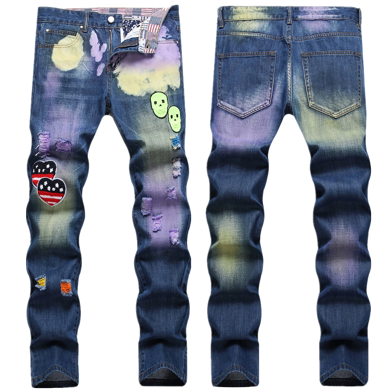 Light Luxury Men’s Slim-fit Blue Denim Pants,Trendy Embroidery Decors Ripped Jeans, Street Fashion Sexy Jeans Pants;
Light Luxury Men’s Slim-fit Blue Denim Pants,Trendy Embroidery Decors Ripped Jeans, Street Fashion Sexy Jeans Pants;