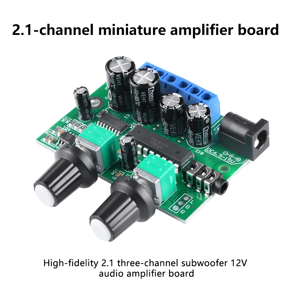 

2.1 Channel Class D HiFi Power Amplifier Board DC 6.5-15V 25W+6W+6W Sound Amp Volume Control for Speaker Subwoofer Home Theater