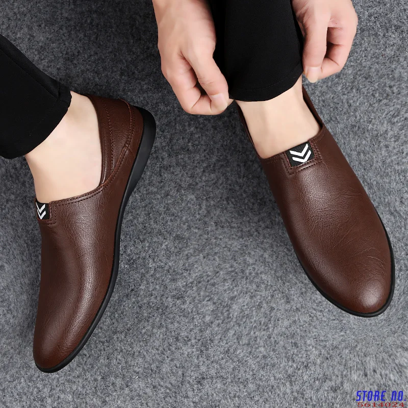 

Men's Peas Shoes Comfortable Genuine Leather Men Casual Shoes Breathable Loafers Slip-on Footwear Walking Driving Shoes