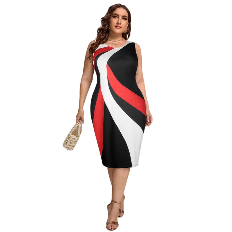 Sexy Plus Size Dresses Women Geometric Print Sleeveless Bodycon Dress Streetwear Ladies Knee Length Sheath Curvy Women Hip Dress
Sexy Plus Size Dresses Women Geometric Print Sleeveless Bodycon Dress Streetwear Ladies Knee Length Sheath Curvy Women Hip Dress