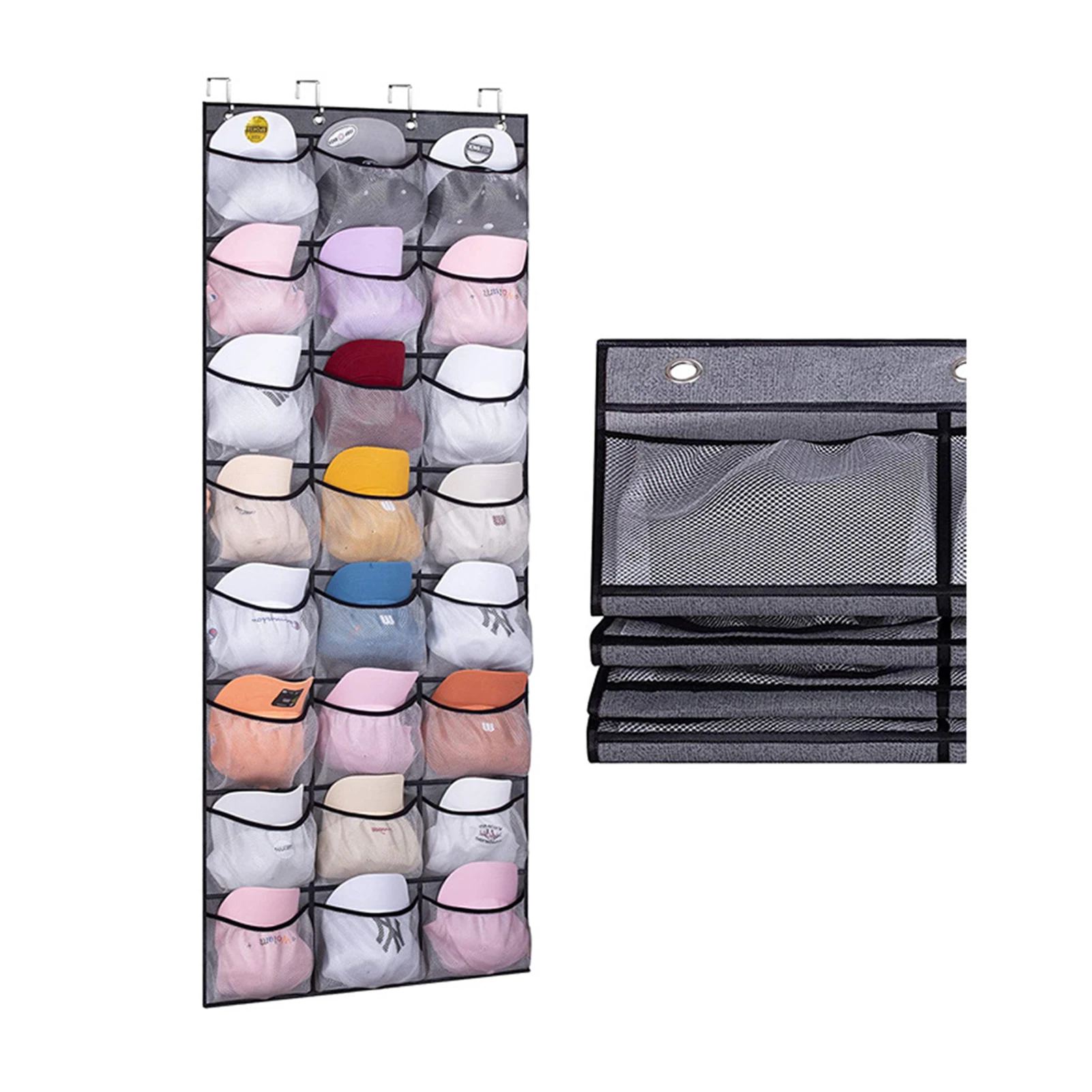 Large Hat Rack for Baseball Caps Designed With Black Elastic Closure Organizer for Sun Glasses Headbands Scarf
Large Hat Rack for Baseball Caps Designed With Black Elastic Closure Organizer for Sun Glasses Headbands Scarf