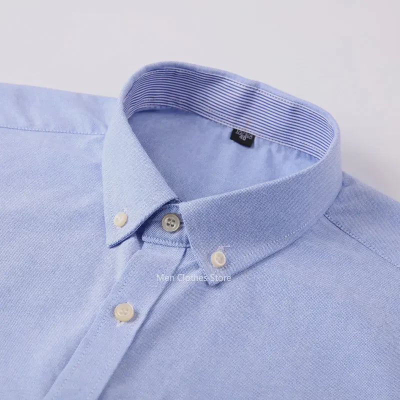 

Men's Oxford Short Sleeve Square Collar Soild Plaid Striped Summer Casual Shirts Single Pocket Comfortable Cotton Shirt