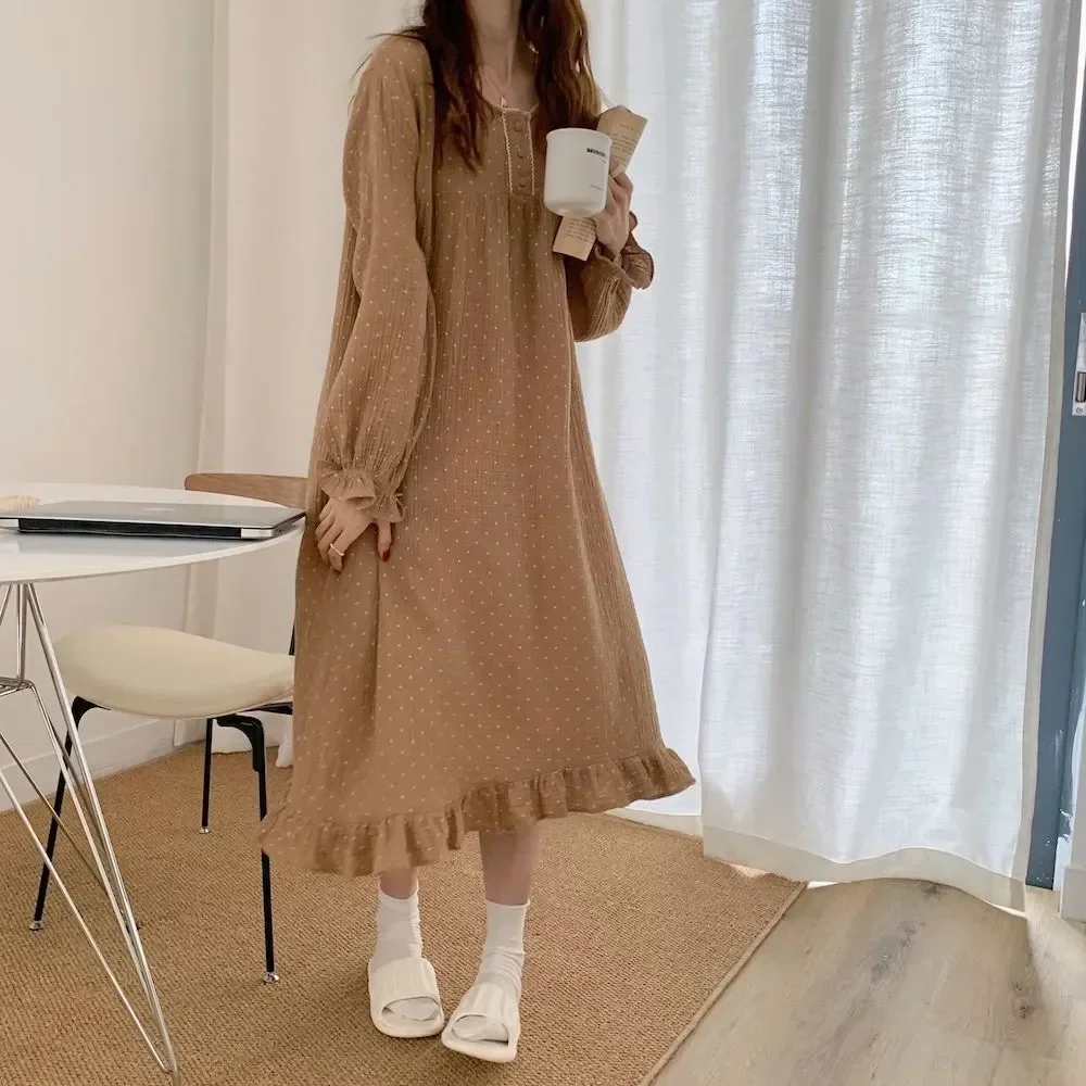 Cotton Loungewear Pants Long Home Female Top Autumn Sweet Spring Nightgowns Women Girls Loose Style Sleeve Cute Korean Lace
Cotton Loungewear Pants Long Home Female Top Autumn Sweet Spring Nightgowns Women Girls Loose Style Sleeve Cute Korean Lace