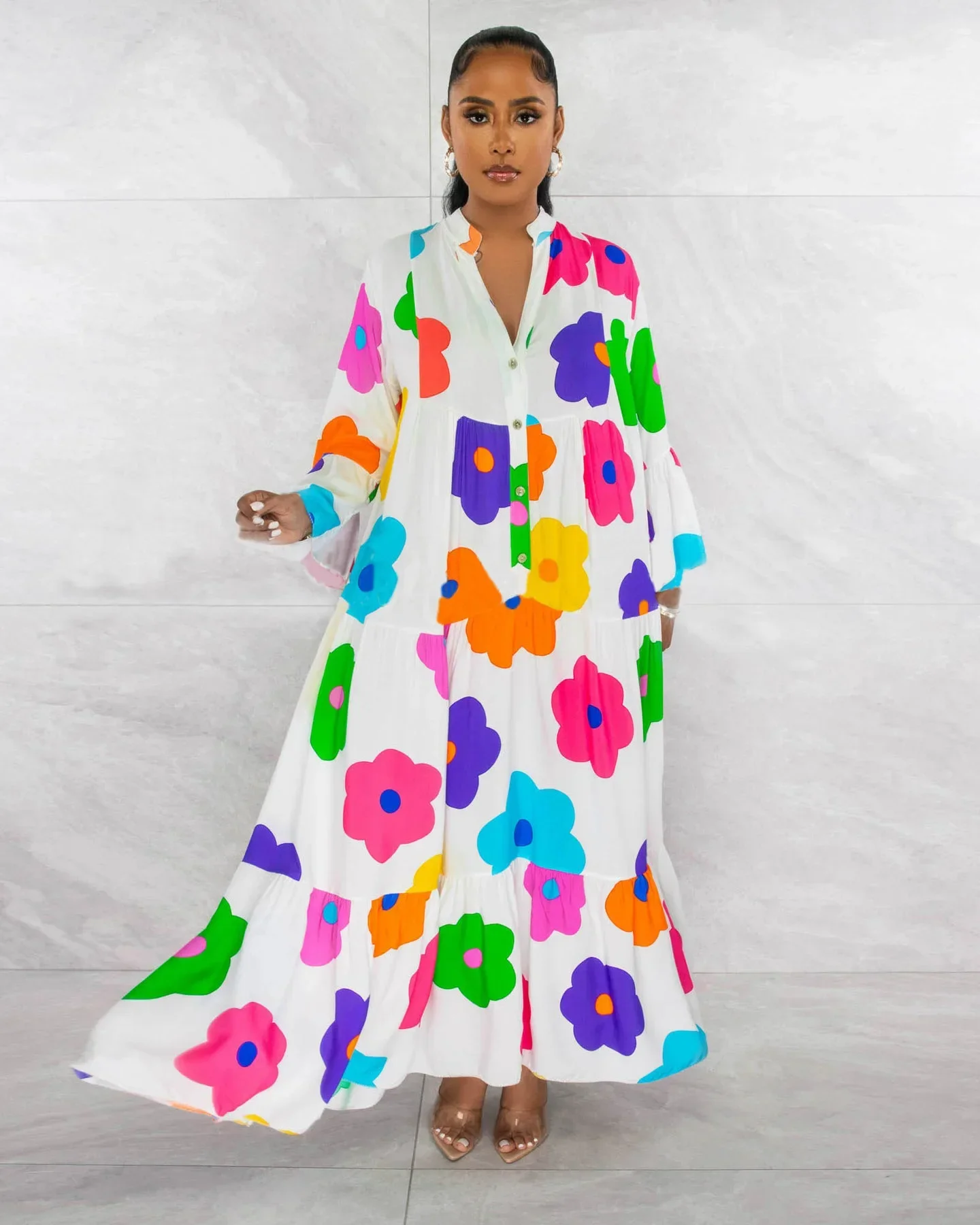 KEXU Floral Printed Long Sleeve Single Breasted Loose Shirt Style Maxi Long Dress 2024 Women Chic Sexy Party Vestidos Dresses
KEXU Floral Printed Long Sleeve Single Breasted Loose Shirt Style Maxi Long Dress 2024 Women Chic Sexy Party Vestidos Dresses