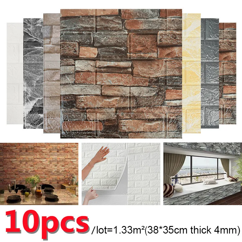 10pcs Foam 3D Wall Stickers Imitation Brick Pattern Wallpaper for Living Room Bedroom TV Wall Waterproof Self-Adhesive Stickers
10pcs Foam 3D Wall Stickers Imitation Brick Pattern Wallpaper for Living Room Bedroom TV Wall Waterproof Self-Adhesive Stickers