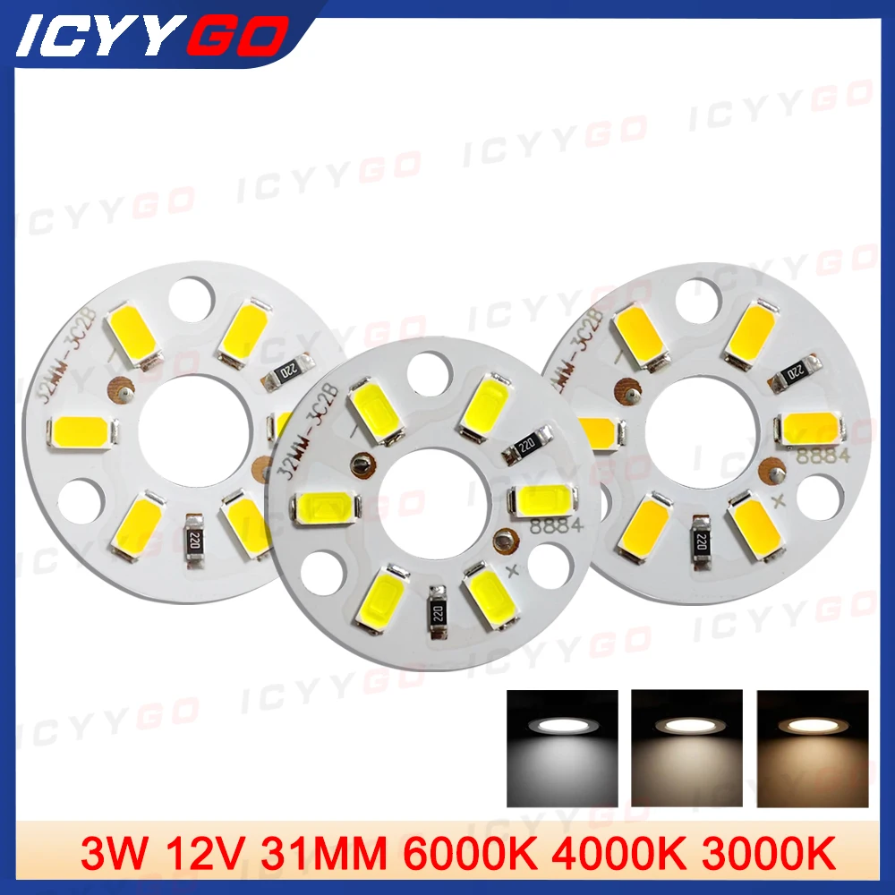 

10 Pieces 3W LED Light Panel 12V White Light Warm Light Diameter 31MM SMD 5730 Chip Suitable For DIY Lamp Beads 12V Bulbs