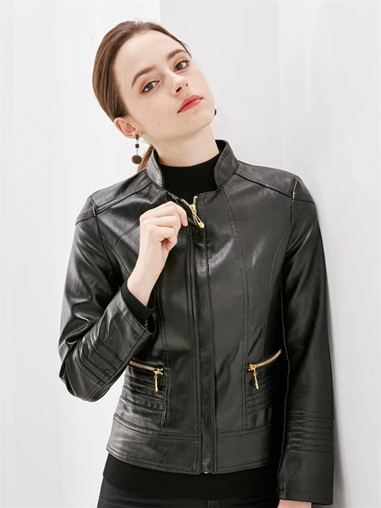 Faux Leather Coat Women 2023 Spring New Temperament Casual Short Slim Moto Jacket Zipper Pockets Clothing Feminina
Faux Leather Coat Women 2023 Spring New Temperament Casual Short Slim Moto Jacket Zipper Pockets Clothing Feminina