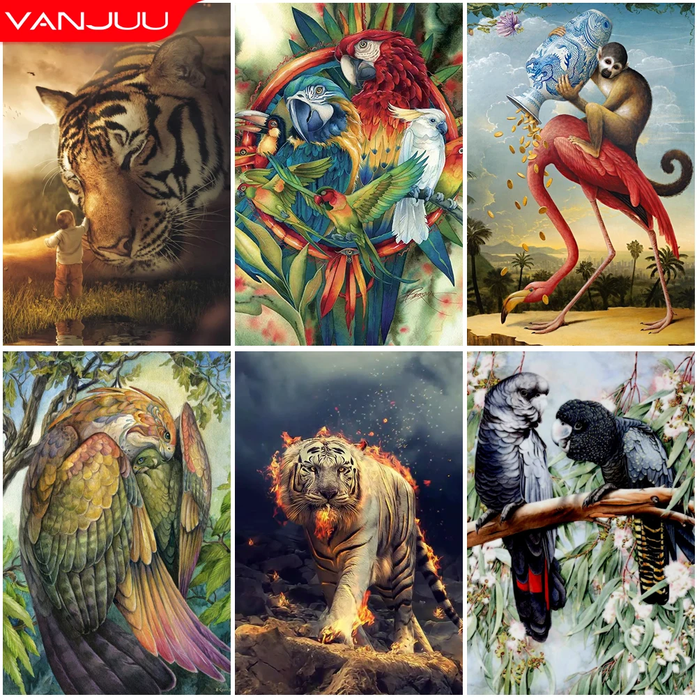 Animals 5D Diamond Painting Tiger Parrot Diamond Painting Mosaic Full Drill Diamond Embroidery Painting Home Decor 
Animals 5D Diamond Painting Tiger Parrot Diamond Painting Mosaic Full Drill Diamond Embroidery Painting Home Decor