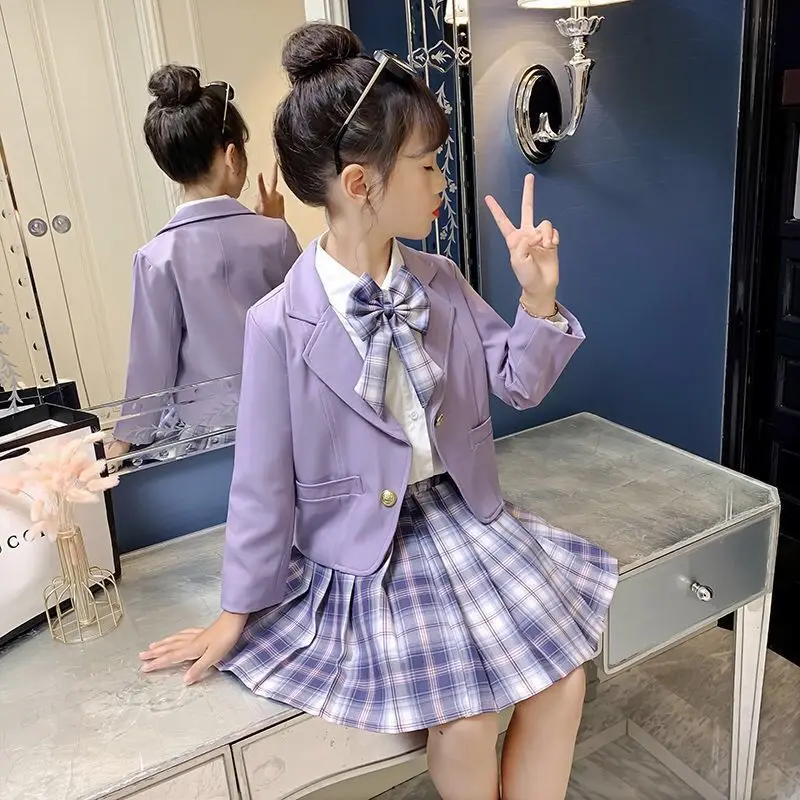 Girls Spring Autumn School Jk Uniform Suit 2023 New Children's College Style Coats +White Shirt+Pleated Skirt Three Piece Sets
Girls Spring Autumn School Jk Uniform Suit 2023 New Children's College Style Coats +White Shirt+Pleated Skirt Three Piece Sets