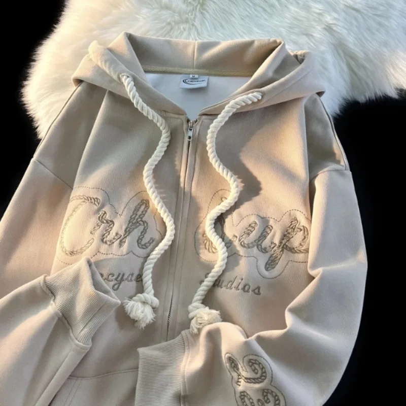 YUQI Women Zip-up Hooded Sweatshirt 2023 Winter Long Sleeve Loose Hoodies Letter Embroidery Warm Casual Streetwear Pullover Goth
YUQI Women Zip-up Hooded Sweatshirt 2023 Winter Long Sleeve Loose Hoodies Letter Embroidery Warm Casual Streetwear Pullover Goth