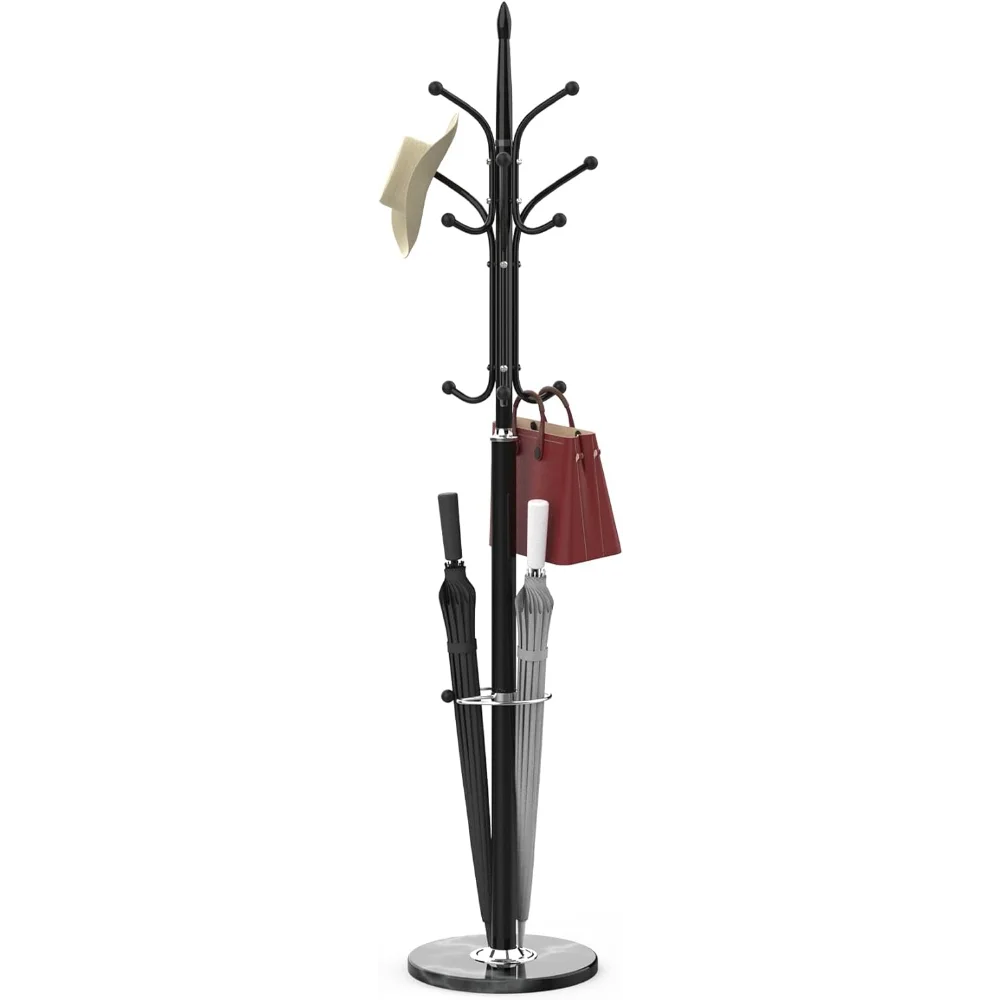 

Durmmur Metal Coat Rack Freestanding, Coat Hanger Stand With Natural Marble Base, Standing Coat Rack With Umbrella Holder