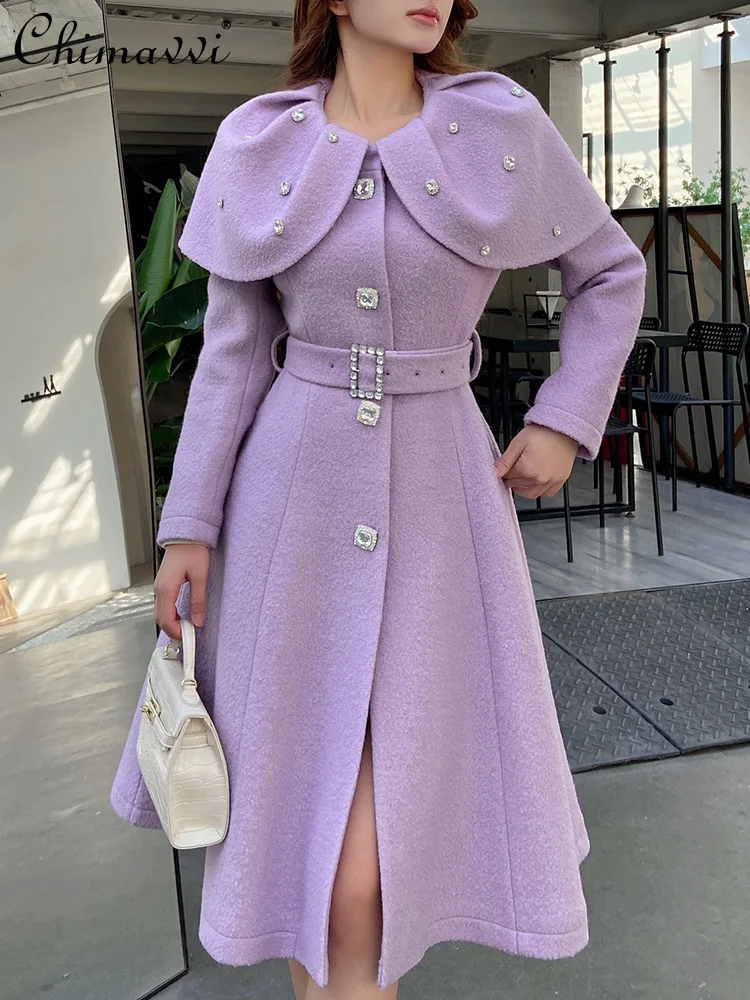 High-End Elegant Beaded Shawl Waist-Tight Woolen Coat Autumn Winter High Waist Slimming Long Sleeve Mid-Length Elegant Jacket
High-End Elegant Beaded Shawl Waist-Tight Woolen Coat Autumn Winter High Waist Slimming Long Sleeve Mid-Length Elegant Jacket