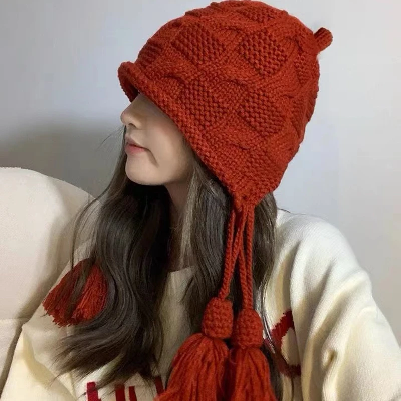 Christmas Hat women's Autumn And Winter Warm Wool Tassel Pullover Hat Hand-Knitted Ear Protection Hat Japanese Ins
Christmas Hat women's Autumn And Winter Warm Wool Tassel Pullover Hat Hand-Knitted Ear Protection Hat Japanese Ins
