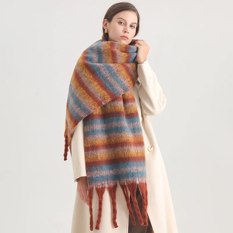 Luxury Cashmere Striped Warm Women Scarf Winter Shawl and Wrap Bandana Pashmina Tassel Female Foulard Thick Blanket Accessores
Luxury Cashmere Striped Warm Women Scarf Winter Shawl and Wrap Bandana Pashmina Tassel Female Foulard Thick Blanket Accessores