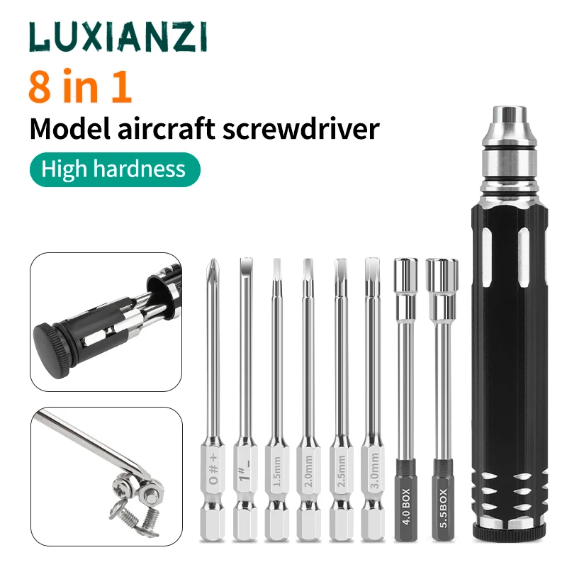 

LUXIANZI 4 In 1 Allen Hex Screwdrivers Set For RC Helicopter Drone Aircraft Model Repair Tools S2 Red Steel Magnetic Screwdriver