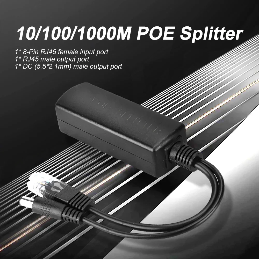 

POE Splitter 10/100/1000Mbps IEEE802.3af/at 44-57V To 12V 2A Power Supply for HUAWEI for IP Camera Wireless AP or Non-POE Device