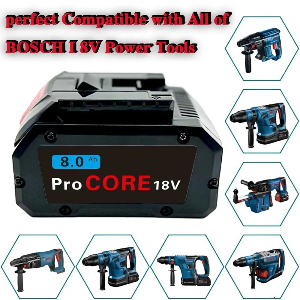 Аккумуляторная батарея CORE18V 8,0ah ProCORE, подходит для профессиональных систем Bosch 18V, Аккумуляторный Инструмент BAT609 BAT618 GBA18V80
Аккумуляторная батарея CORE18V 8,0ah ProCORE, подходит для профессиональных систем Bosch 18V, Аккумуляторный Инструмент BAT609 BAT618 GBA18V80