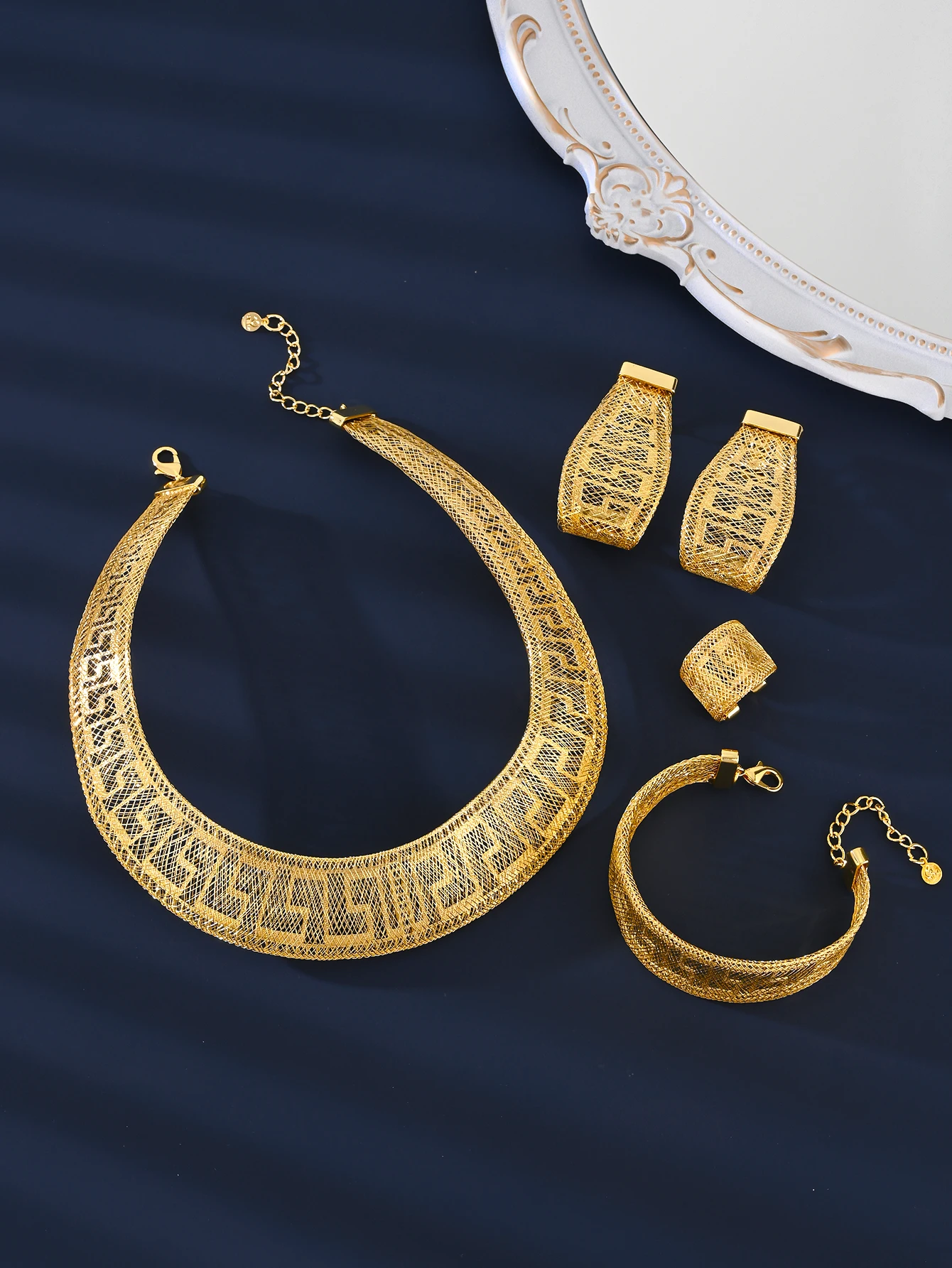 5 Pcs/set, 18k Golden-plated Dubai Middle East Jewelry Collection Features Saudi Gold Jewelry and Indian Wedding Jewelry 3 Mallzona S9ee074baecdf485287d133a6f47e9dafP 5 Pcs/set, 18k Golden-plated Dubai Middle East Jewelry Collection Features Saudi Gold Jewelry and Indian Wedding Jewelry Mallzona