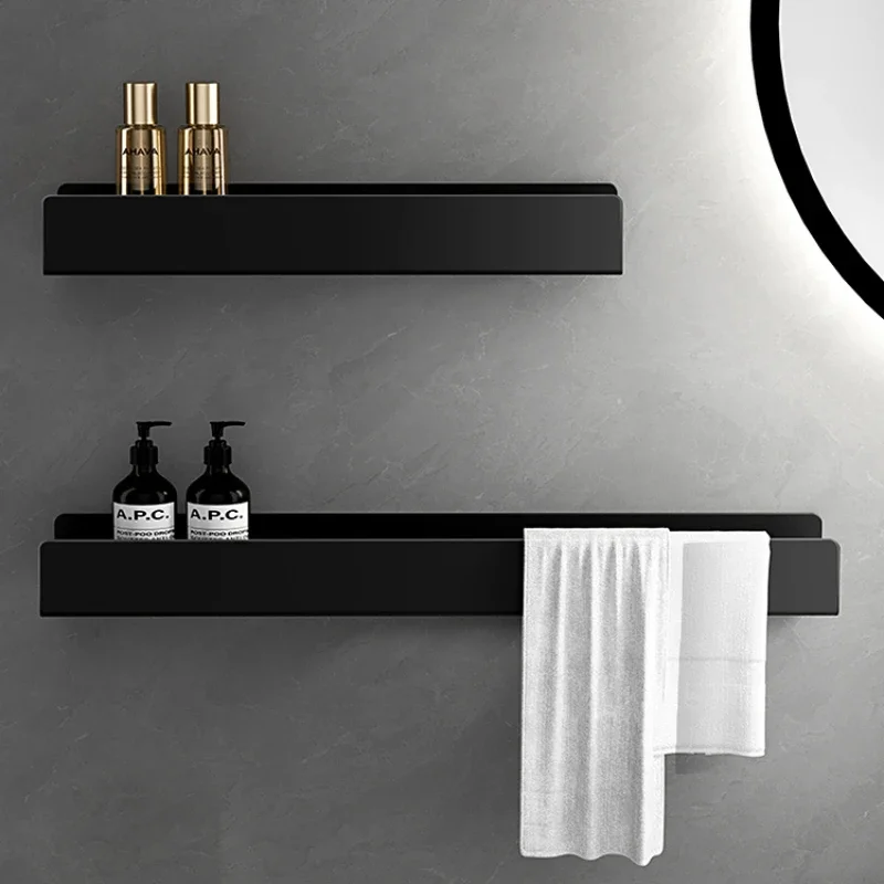 

Wall-Mounted Light Luxury Shelves: Modern Minimalist Bathroom Organizer Towel Shelf Storage Sleek and Practical