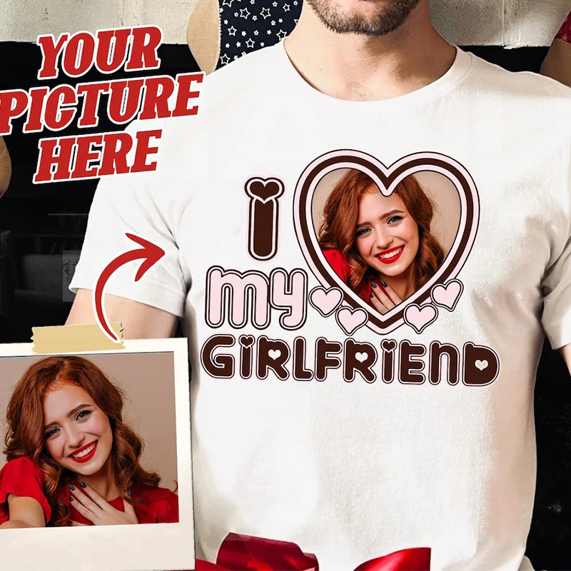 Персонализированная футболка унисекс с надписью «I Heart My футболка для девушки» для женщин, подарок на день Святого Валентина, фото для мальчиков и девочек
Персонализированная футболка унисекс с надписью «I Heart My футболка для девушки» для женщин, подарок на день Святого Валентина, фото для мальчиков и девочек