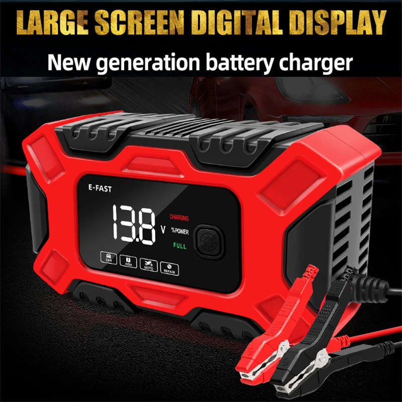 12V 6A Car Battery Charger Pulse Repair LCD Display Smart Fast Charging AGM Deep Cycle GEL Lead-Acid Charger for Auto Motorcycle
12V 6A Car Battery Charger Pulse Repair LCD Display Smart Fast Charging AGM Deep Cycle GEL Lead-Acid Charger for Auto Motorcycle