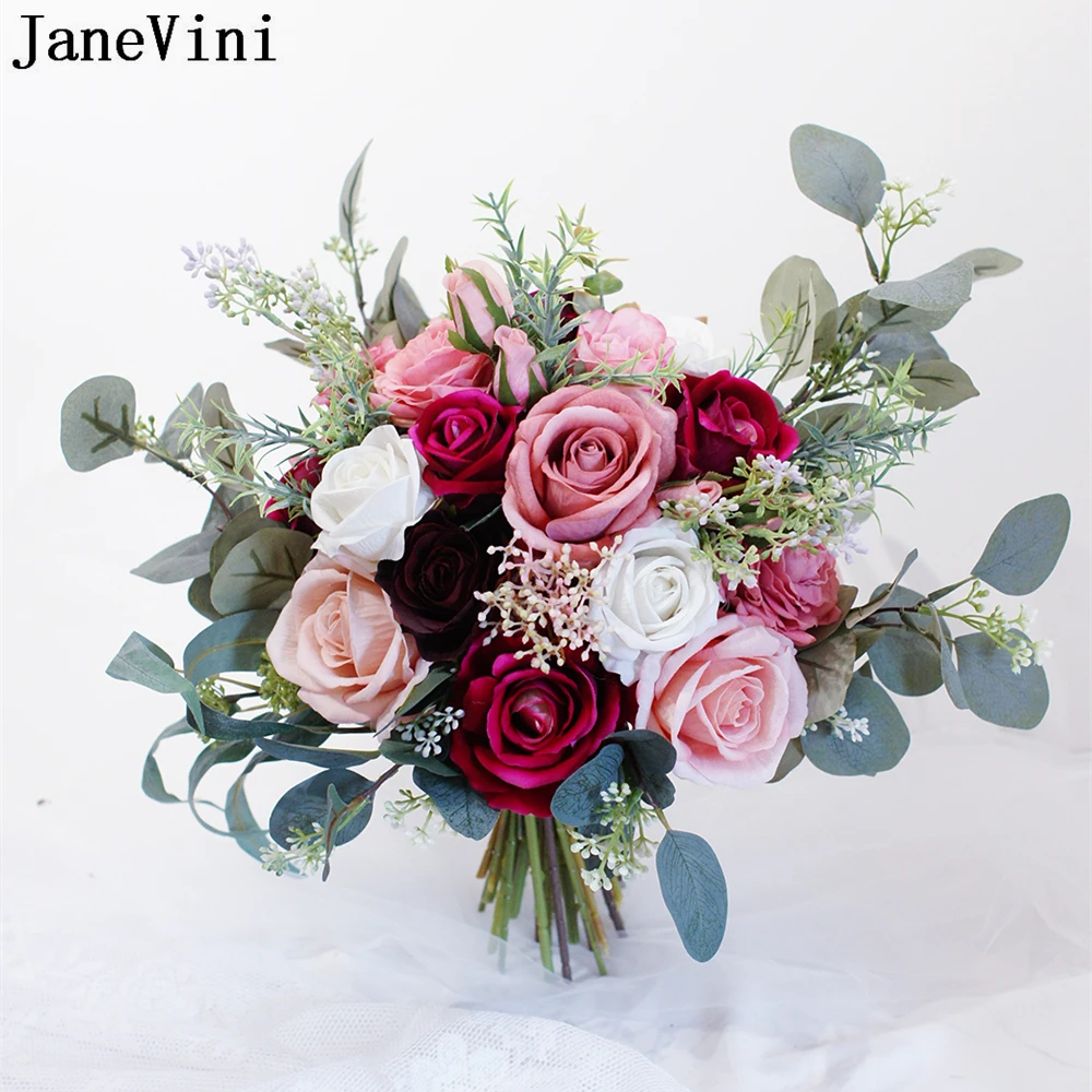 JaneVini Retro Pink Burgundy Wedding Bouquet for the Bride Artificial Bride Flowers Bridal Bouquet Fleur Handmade Rose Accessory
JaneVini Retro Pink Burgundy Wedding Bouquet for the Bride Artificial Bride Flowers Bridal Bouquet Fleur Handmade Rose Accessory
