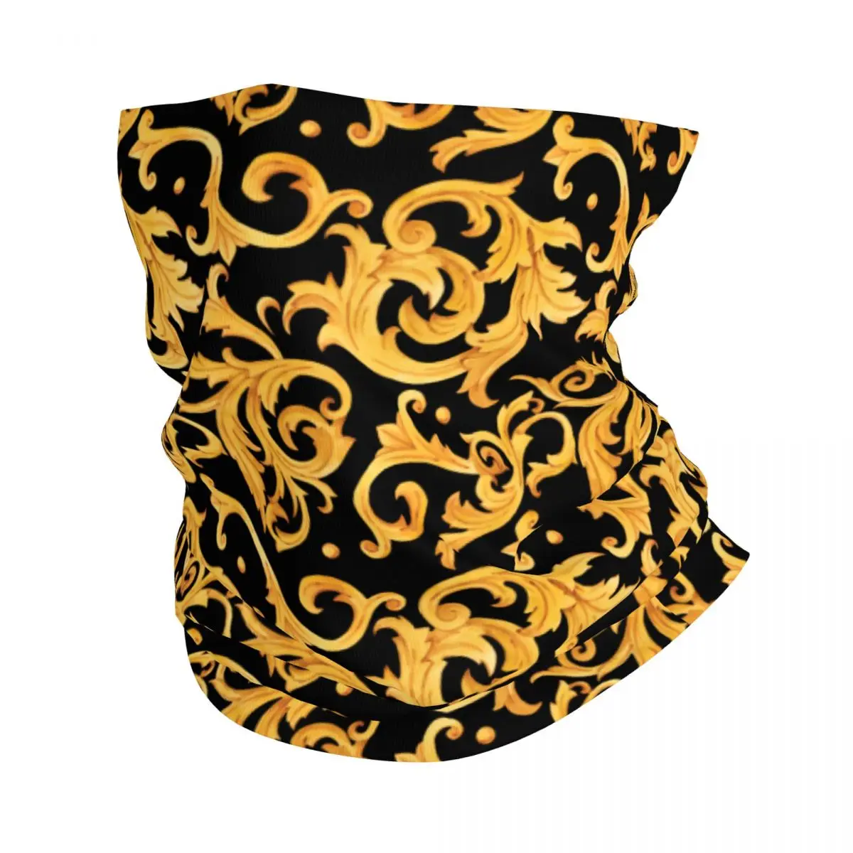 

Luxury Golden European Floral Bandana Neck Gaiter Windproof Face Scarf Cover Women Baroque Victorian Art Headwear Tube Balaclava