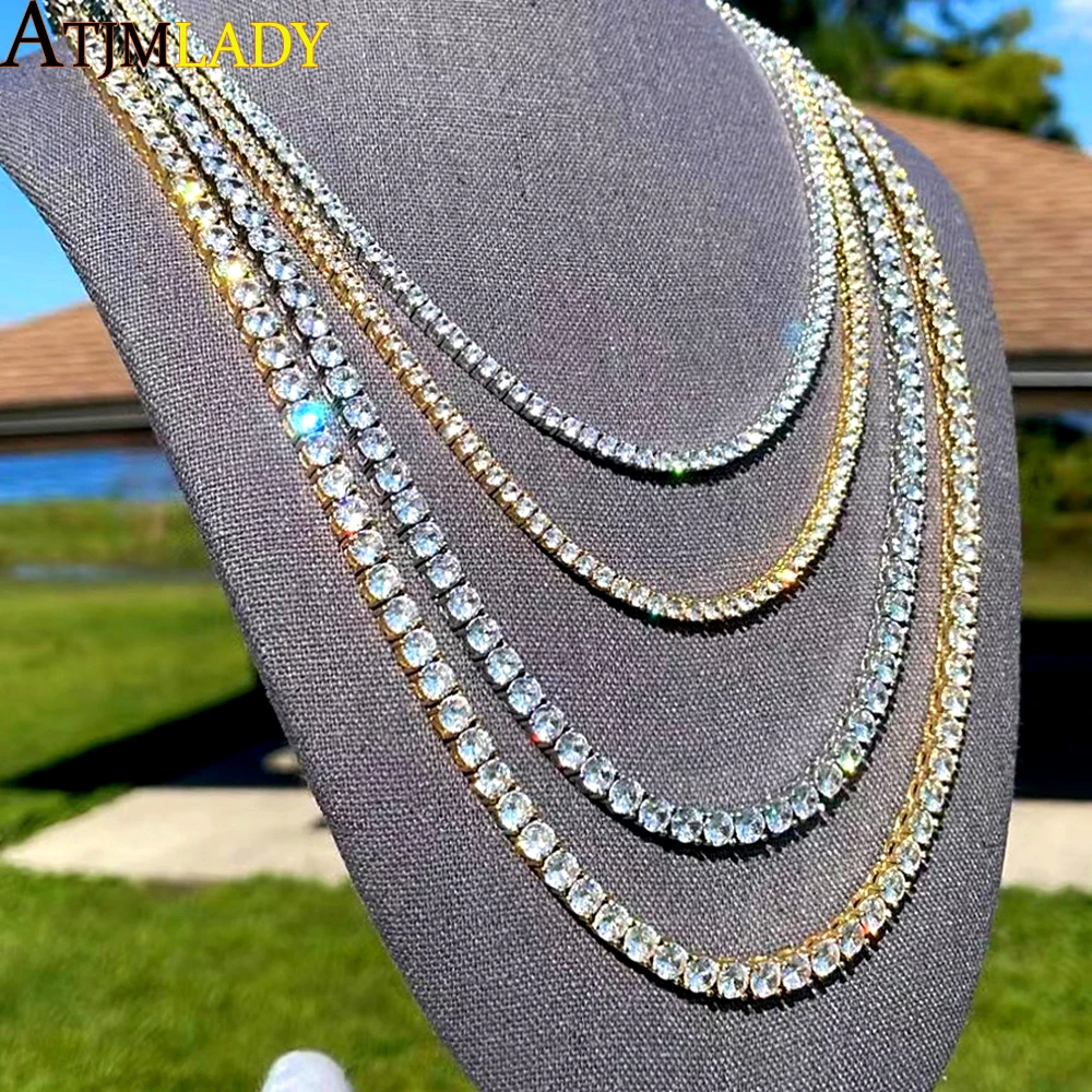 

New 3mm CZ Tennis Chain Necklace High Quality Hip Hop Men Women Jewelry Iced Out 1 Row Thin Choker Drop Shipping