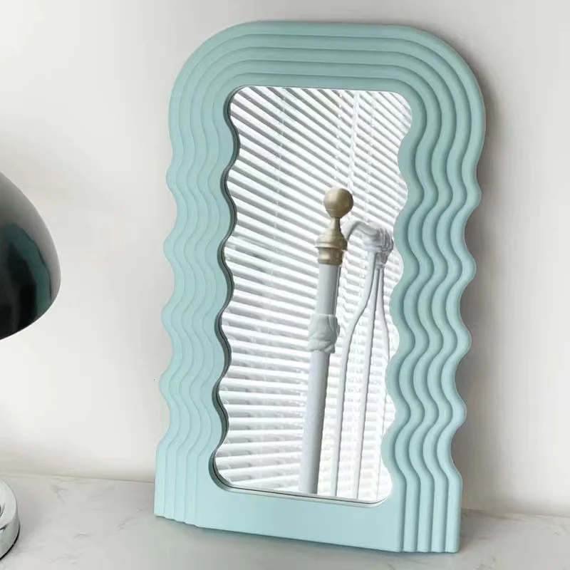 Generic Pink LAKEA Wavy Vanity Mirror Curvy Mirror Wall Mounts Multiple Pastel Colors Italy