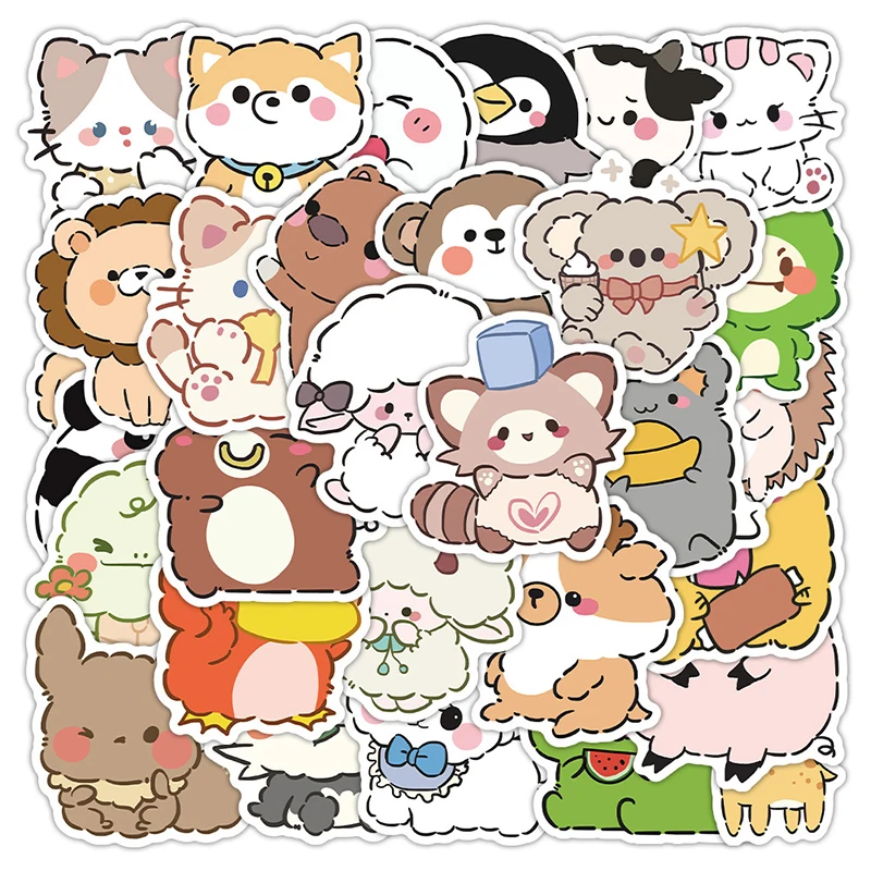 

60pcs Funny Cute Animal Cartoon Stickers Laptop Scrapbook Phone Suitcase Diary Decoration Sticker Graffiti Decals Kids Toy