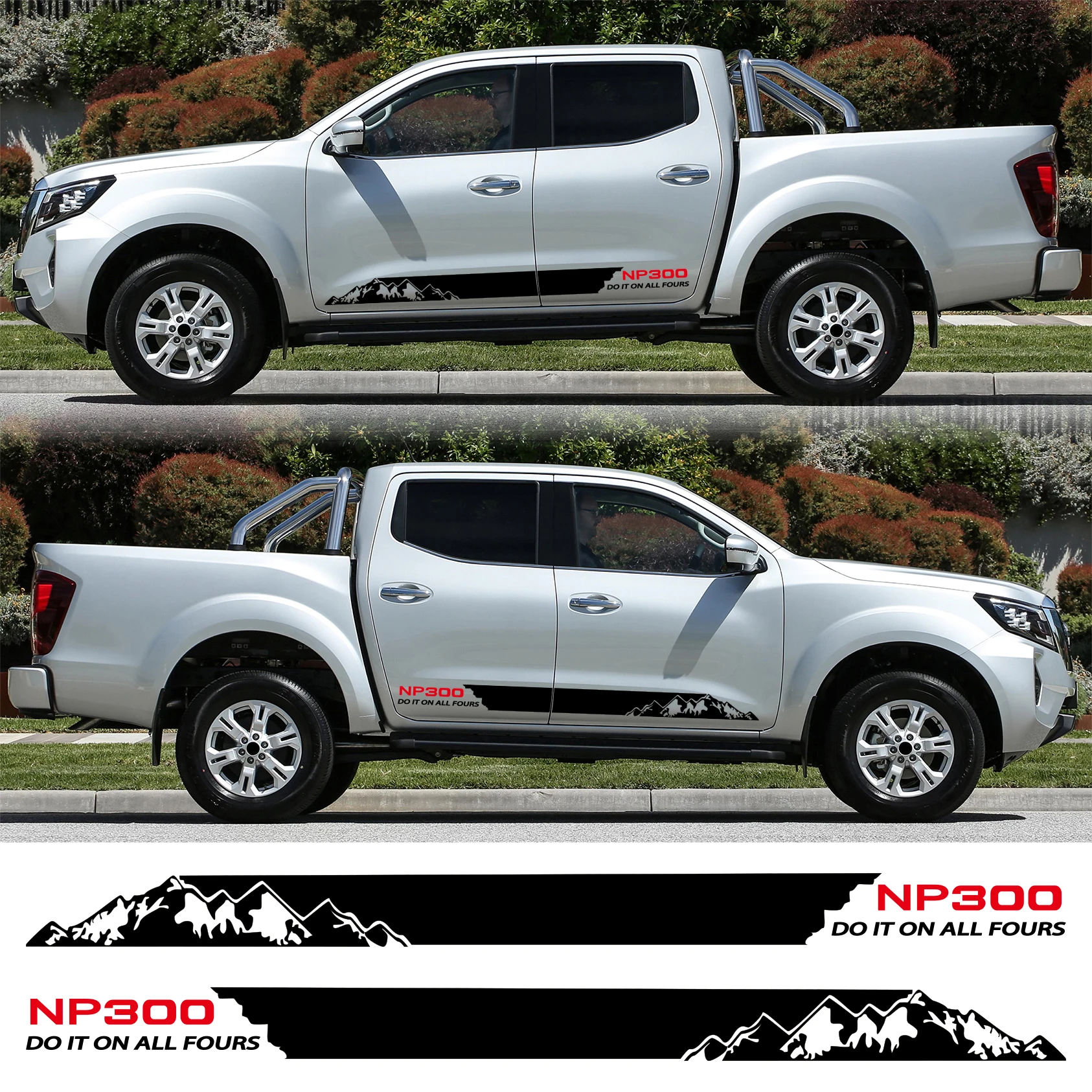 

2PCS Car Side Door Stripes Sticker Apply for Nissan NAVARA NP300 PIckup OFF ROAD Mountain Graphics Vinyl Film Decal